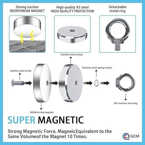 Miniatura 6 de Ganchos magnéticos, ganchos magnéticos de neodimio de tierras raras resistentes de 500 libras con perno avellanado para el hogar, cocina, lugar de