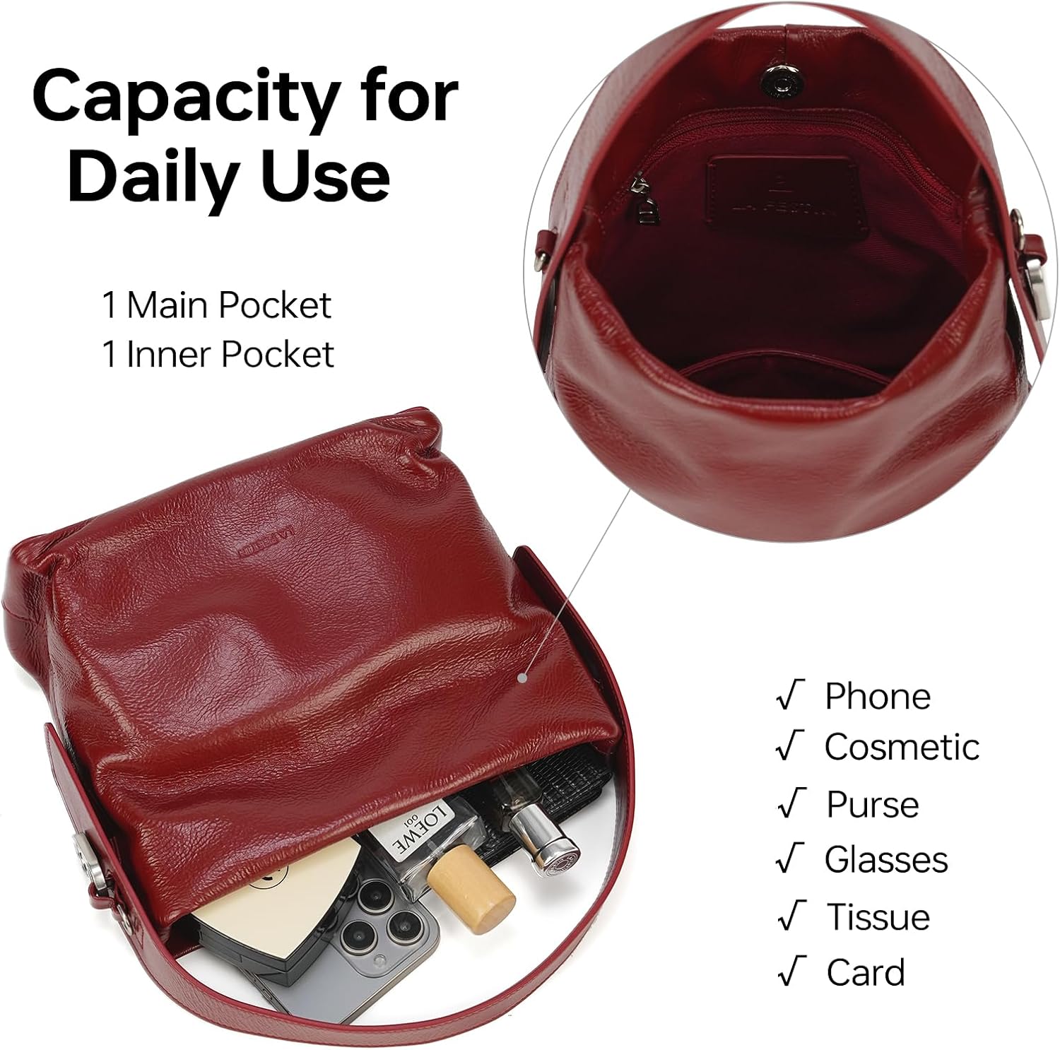 LA FESTIN Small Purse Leather Handbags for Women: Shoulder Crossbody Bag - Handbag with Strap - Image 4