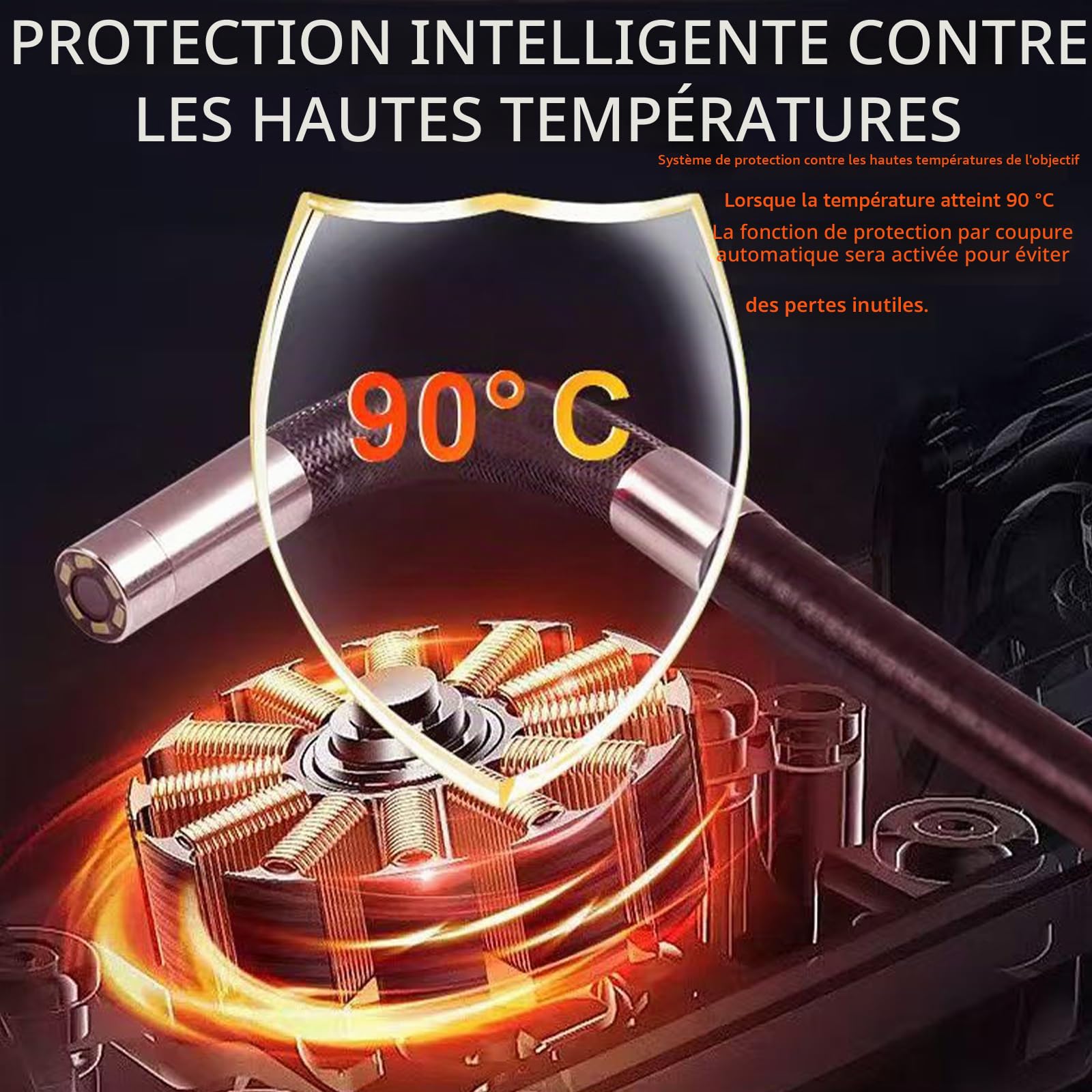 Caméra d'inspection endoscopique double objectif, endoscope articulé à 360°, endoscope avec lumière, lentille 6 mm sonde étanche IP67, 6 LED, pour téléphones Android/iOS (1 m)