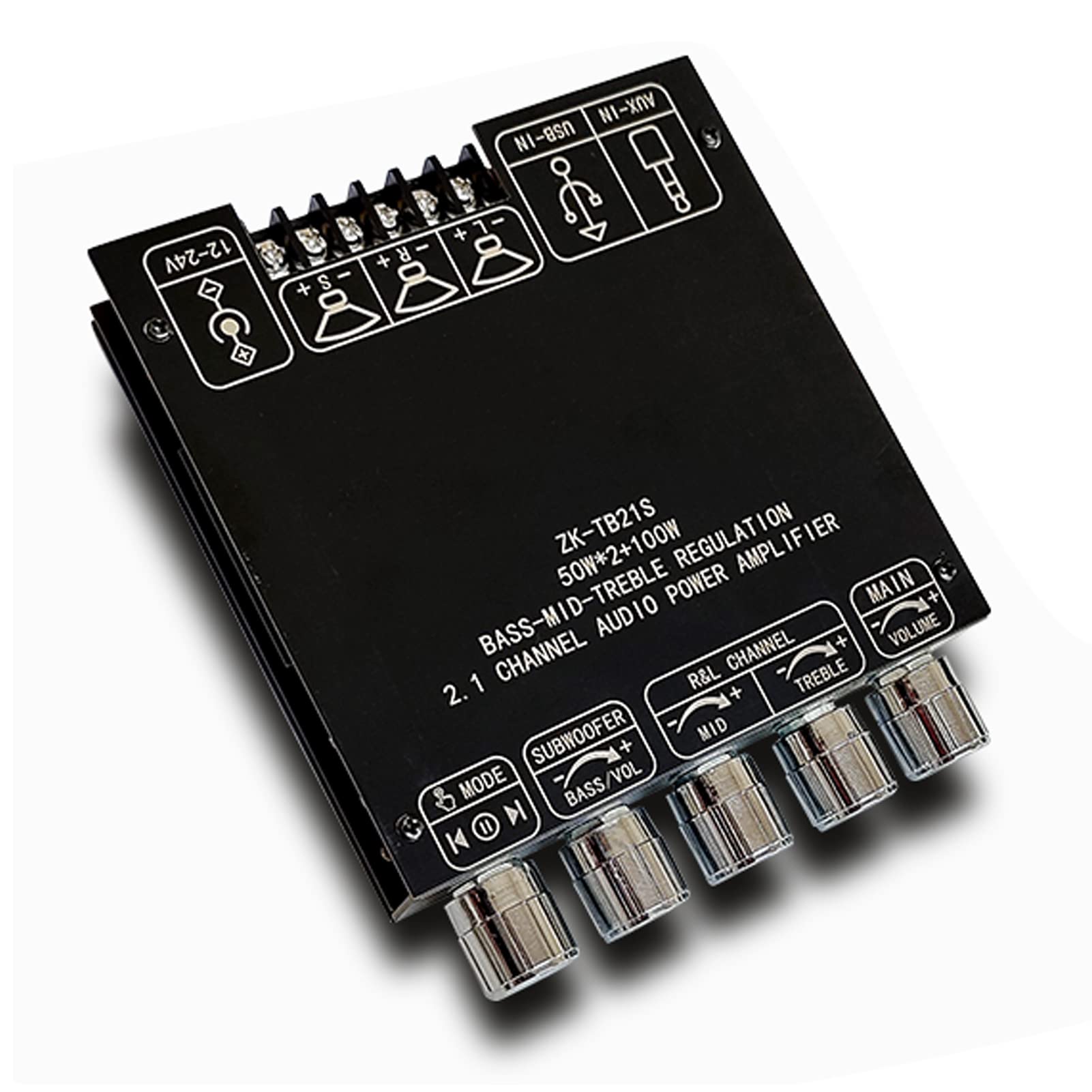 Septpenta Placa de Amplificador de Audio Bluetooth Tb21s de 2.1 Canales, Volumen Ajustable Individualmente, Rango de Ajuste de Cobertura Completa, Funciones Múltiples, 10 Tipos de Sonido Natural