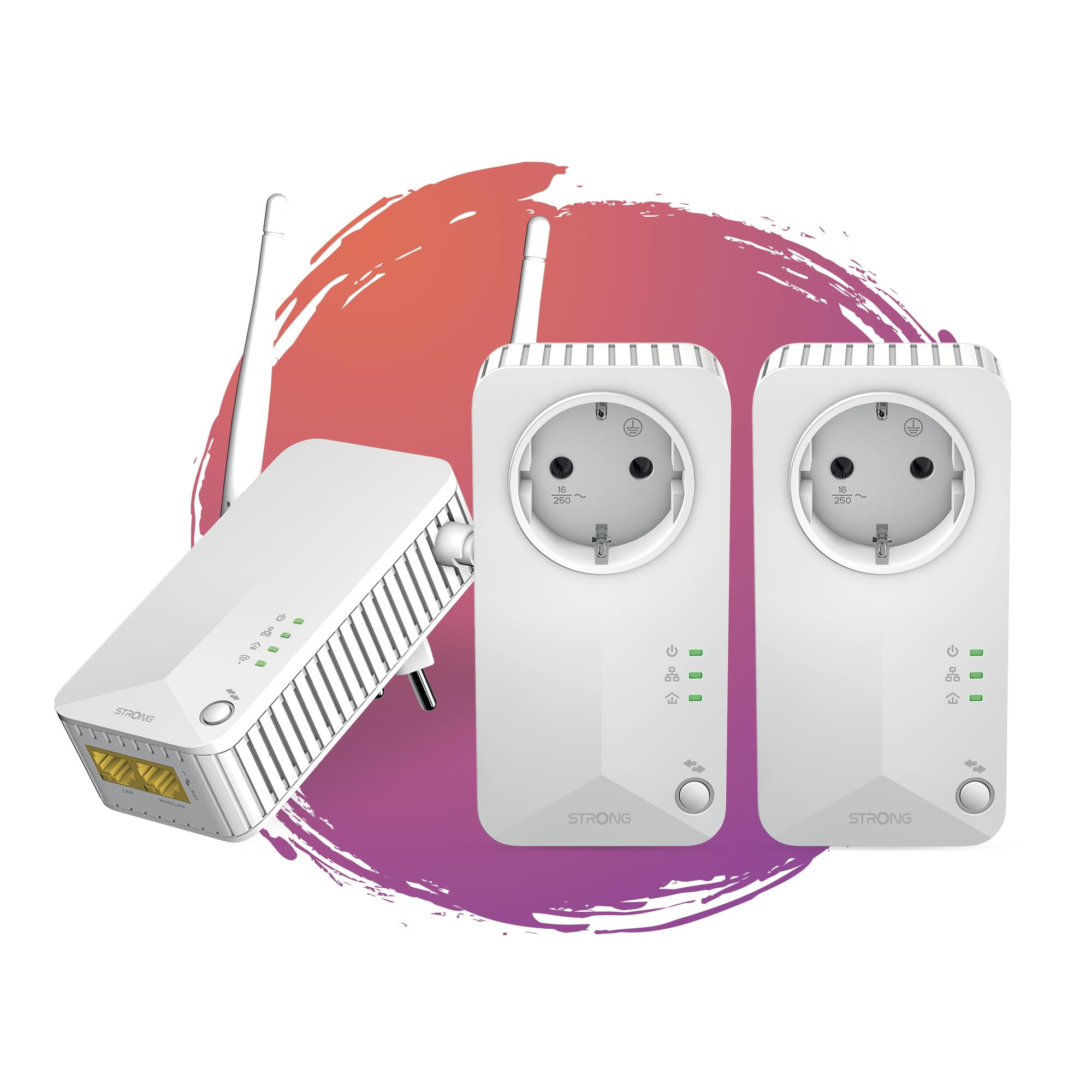Strong Powerline WiFi 600 Triple Pack V2 600 Mbit/s Przewodowa sieć lan Biały 3 szt