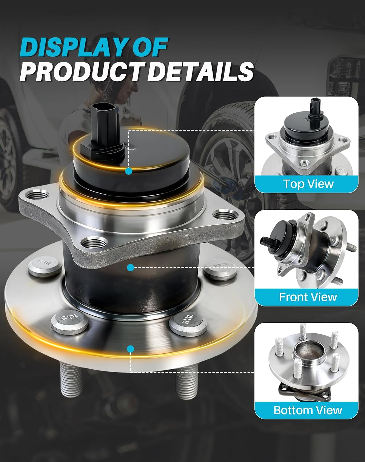 2 Pcs 512403 Rear Wheel Bearing Hub Assembly Compatible with Toyota Corolla 2009-2019, 2009-2013 Matrix Base 1.8L Only, for Pontiac Vibe Base 1.8L Only 2009-2010, 5 Lugs w/ABS