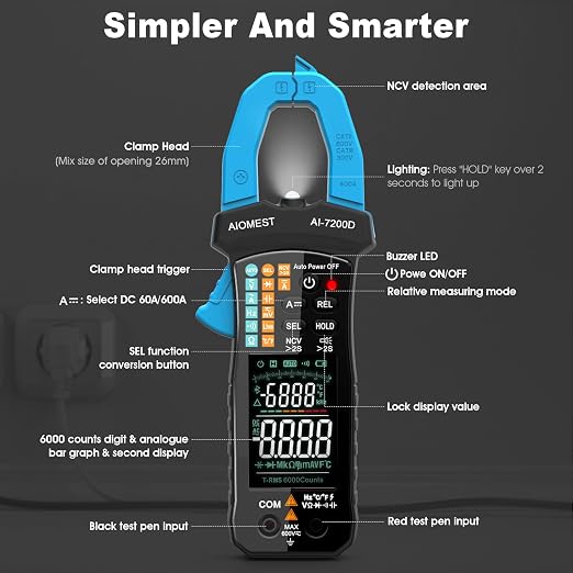 Pinza Amperimétrica Digital AIOMEST HP-7200D miniatura 5