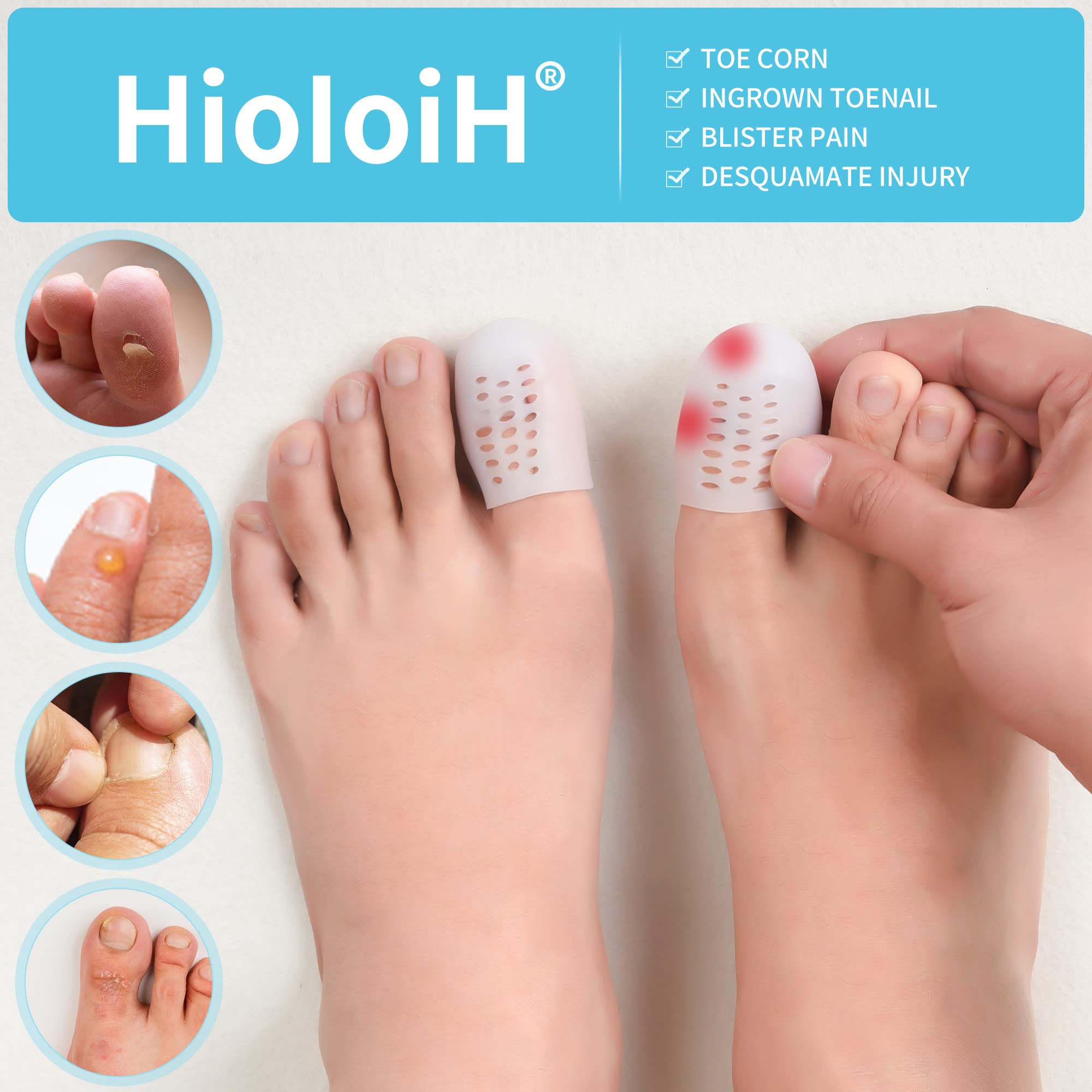 Big Toe Protector - Puntali traspiranti con fori, confezione da 8 protezioni per dita in gel per prevenire il dolore di calli e vesciche, calli, martelletti, dita dei piedi e calli