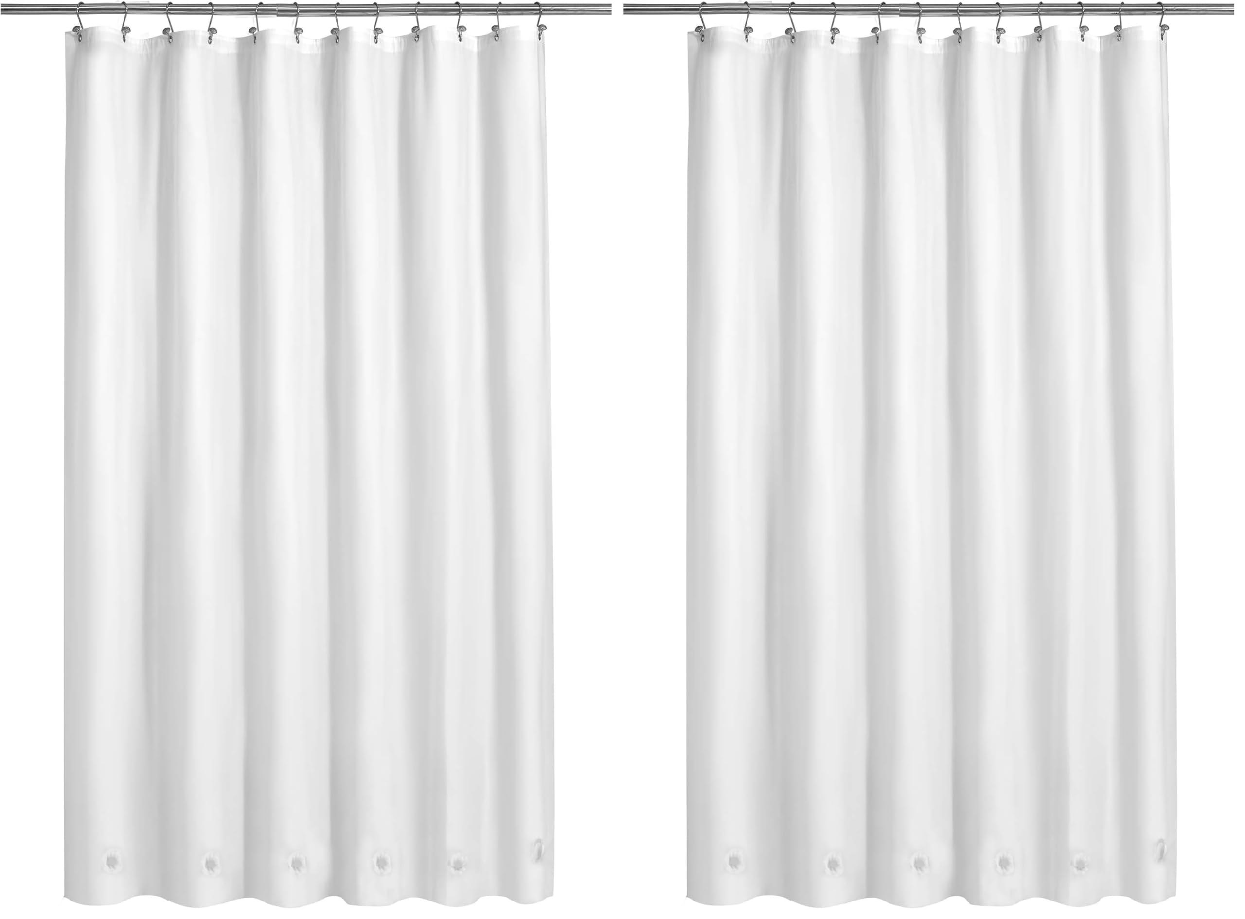 Barossa Design White Shower Curtain Liner with 6 Magnets - Waterproof PEVA Shower Liner for Bath Tub, 72" x 72" Standard Size, PVC Free &amp; Metal Grommets - White, 72x72 (Pack of 2)