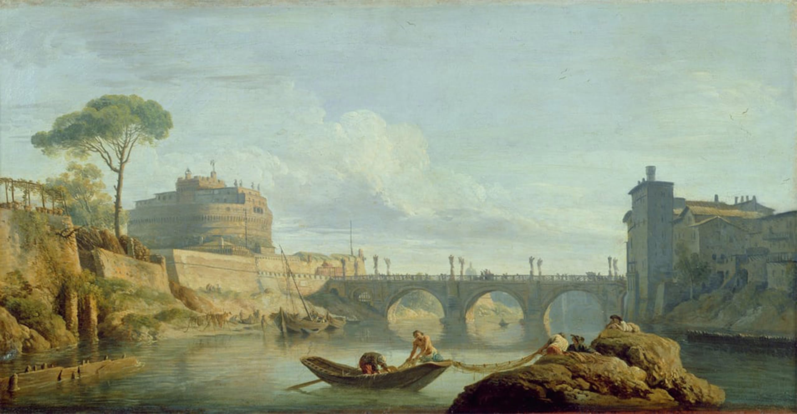 ARTXLXXBN Famous Painting Art Wall Decor Abstract Art Picture the Bridge and Castle Sant'angelo by Claude Vernet Animal Pictures for Home Decor 60x90cm
