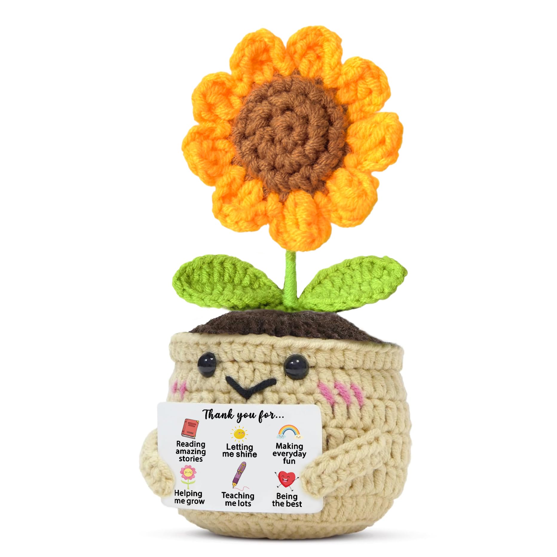 SDOFY Crochet Teacher Gifts Childminder Nursery Teacher Thank You Gift Best Teacher Handmade Crochet Sunflower Teacher Gifts for Women Birthday Christmas Graduation