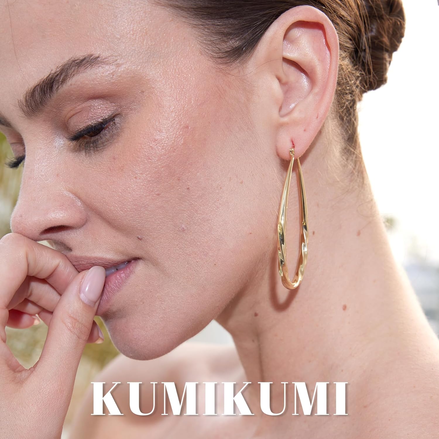 KUMIKUMI 925 Sterling Silver Hoop Earrings for Women, Hypoallergenic Large Silver Hoop Earrings Hollow Tube Lightweight Oval Hoops Earrings for Women Gifts (35/50/65MM) - Image 7