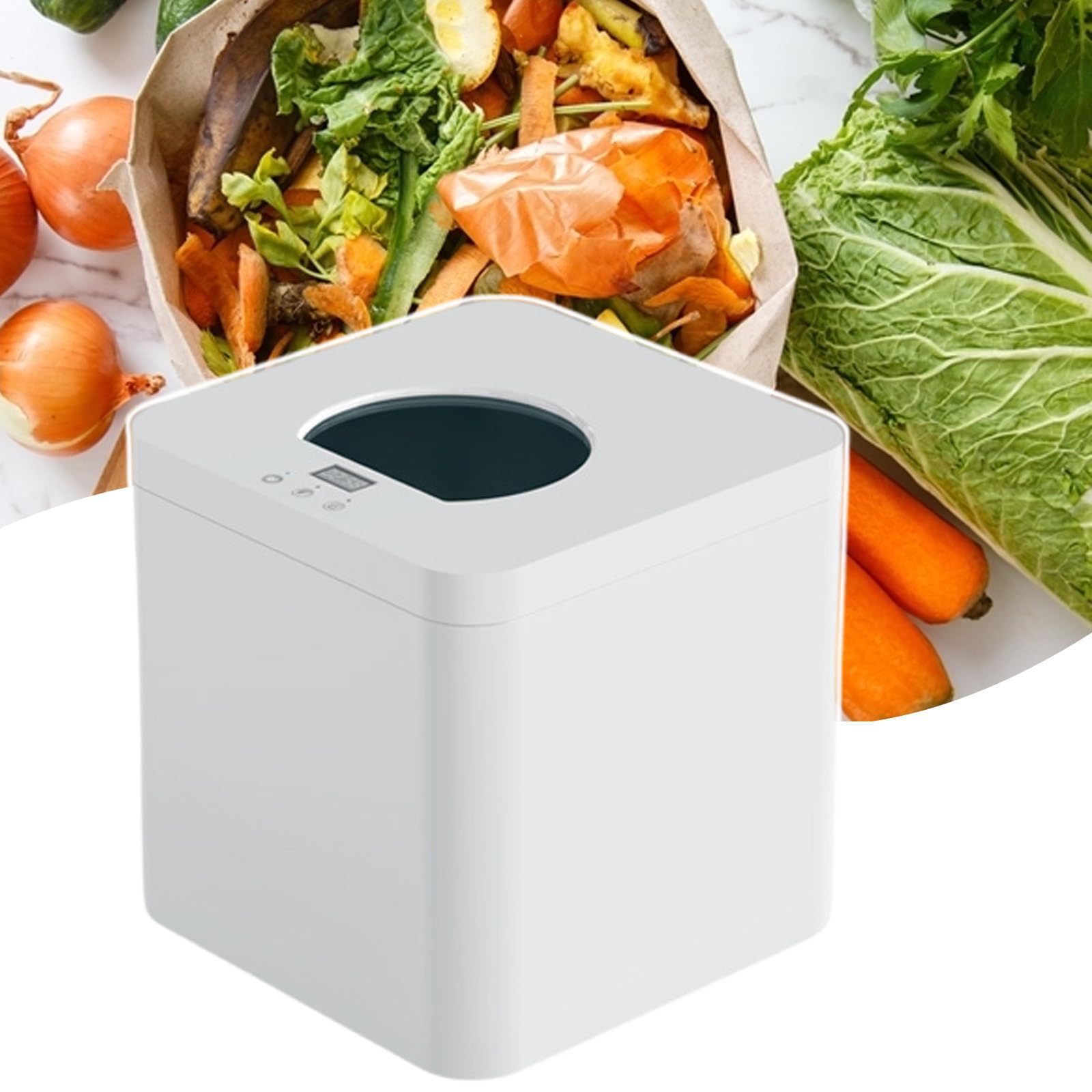 Compostatrice Elettrica per Rifiuti Alimentari, per Cucina, Doppia Lama di Rettifica, 2 MOD di Conversione: modalità di Guida Termica/modalità Biologica,110V