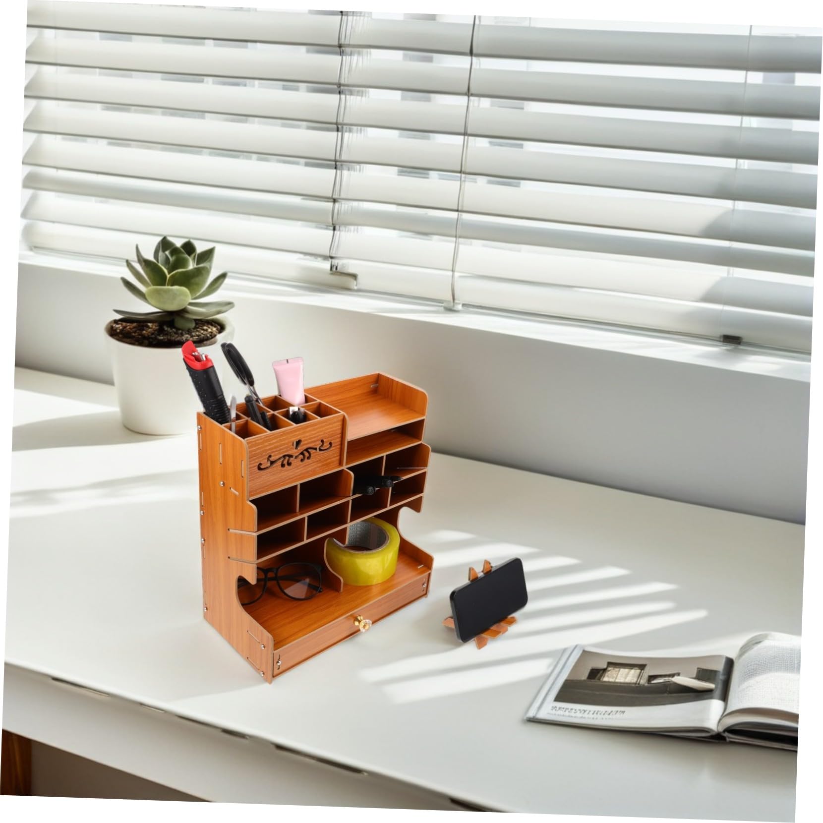 Organizer Scrivania in con Ampia Capacità e Scomparti Multipli Penne Stabile ed Elegante per Ufficio e Casa