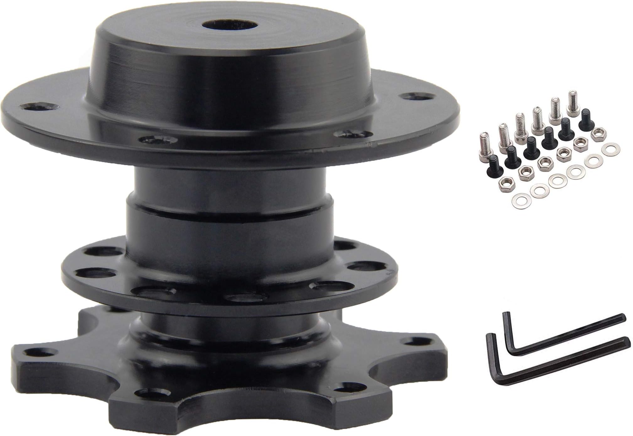 Universal Aluminum car Quick Release Steering Wheel Quick Release Hub Adapter Snap Off Boss Kit Race/Rally/Motorsport (Black)