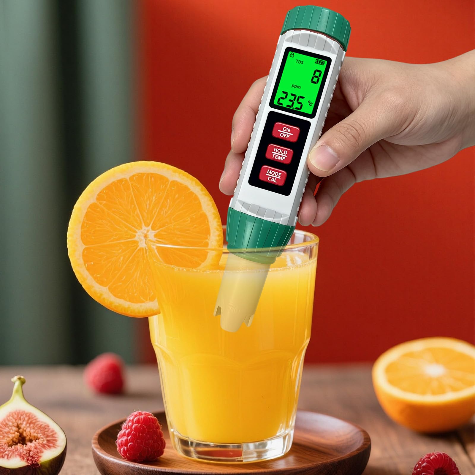 Comprobador de calidad del agua 5 en 1 pH EC TDS salinidad alta precisión | Sonda resistente a la corrosión/pantalla LCD dual