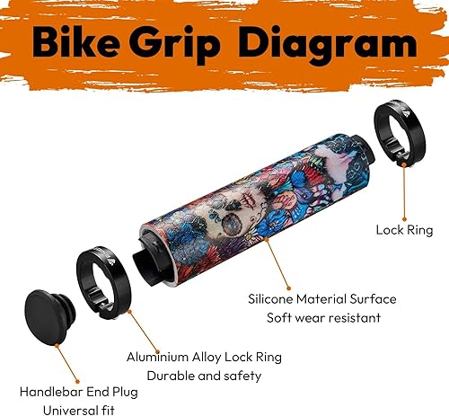 Miniatura 3 de Rmiott - Agarres de silicona para manillar de bicicleta, empuñaduras de bloqueo para manillar de bicicleta de montaña con antideslizantes, doble
