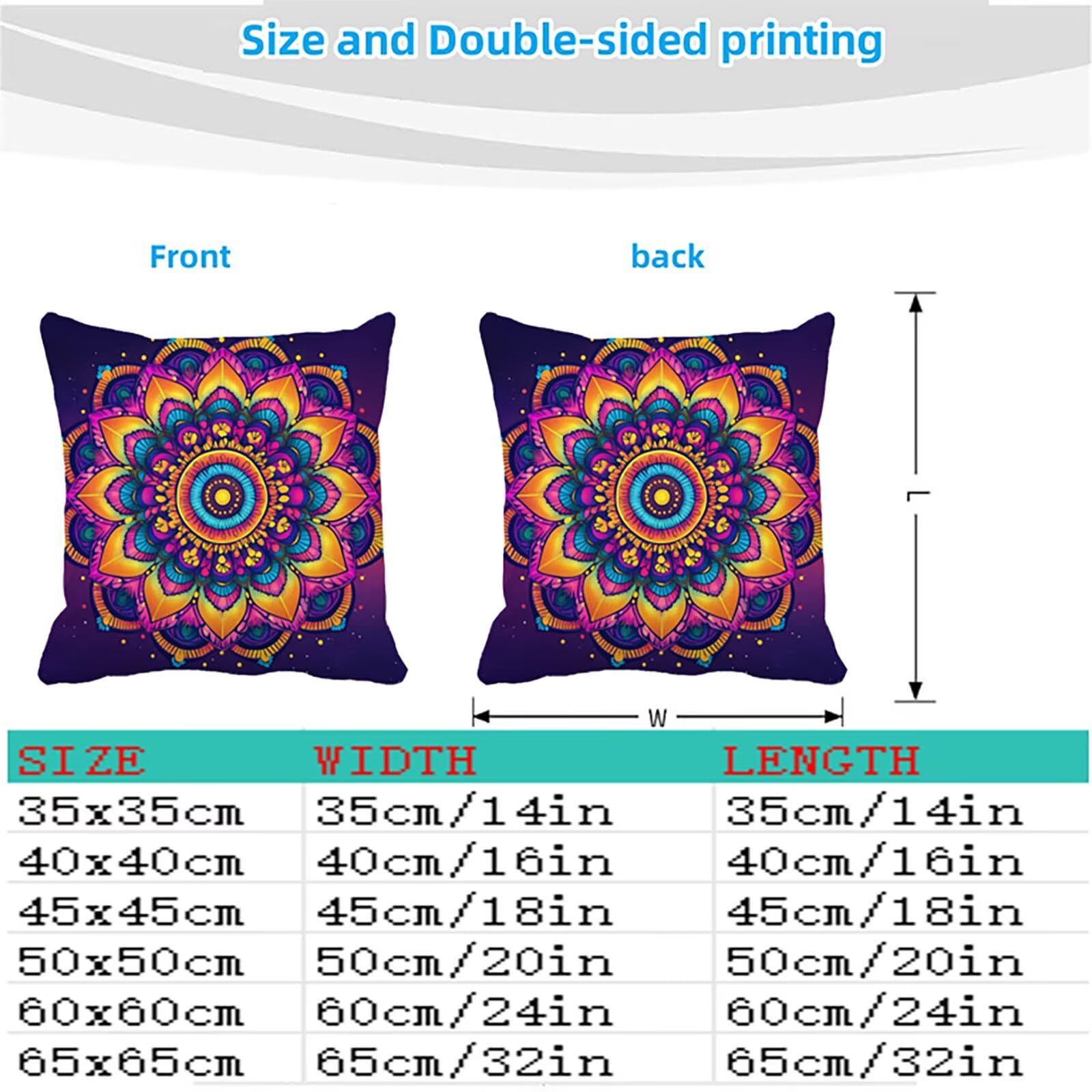 Mandala poszewki na poduszki 65 x 65 cm zestaw 4, wodoodporne poszewki na poduszki na sofę na sofę świecące poszewki na poduszki na sofę z zamkiem błyskawicznym do ogrodu ławka dekoracja domu XTBZ
