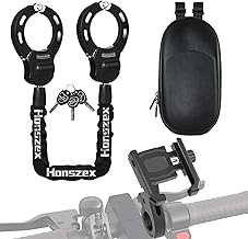 Honszex Lock for E Scooter, E Scooter Lock with Bag, E Scooter Lock High Security with Mobile Phone Holder and Waterproof Bag, Accessories for Electric Scooters and Electric Bicycles
