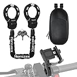 Honszex Electric Scooter Locks Anti Theft, E Scooter Phone Holder & Scooter Chain Lock with Key, Heavy-Duty Anti-Theft Lock with Waterproof Storage Bag, Accessories for Electric Scooters and Bicycles