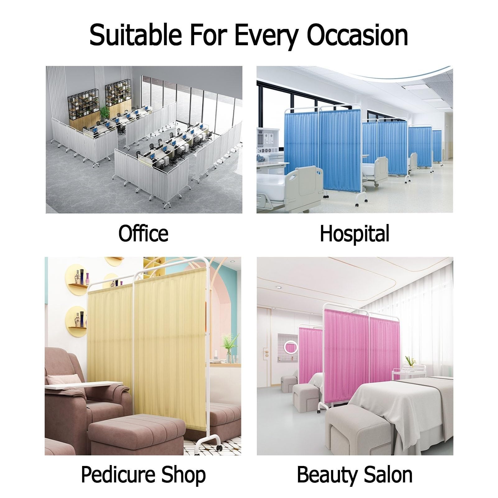 Paravento Divisorio - Protezione Privacy Paravento, Schermo Per La Privacy Medica Portatile Con 1–5 Pannelli, Divisorio Per Ambienti Alto 6 Piedi Con Ruote Per Clinica/salone Di Bellezza(White,2-Panel