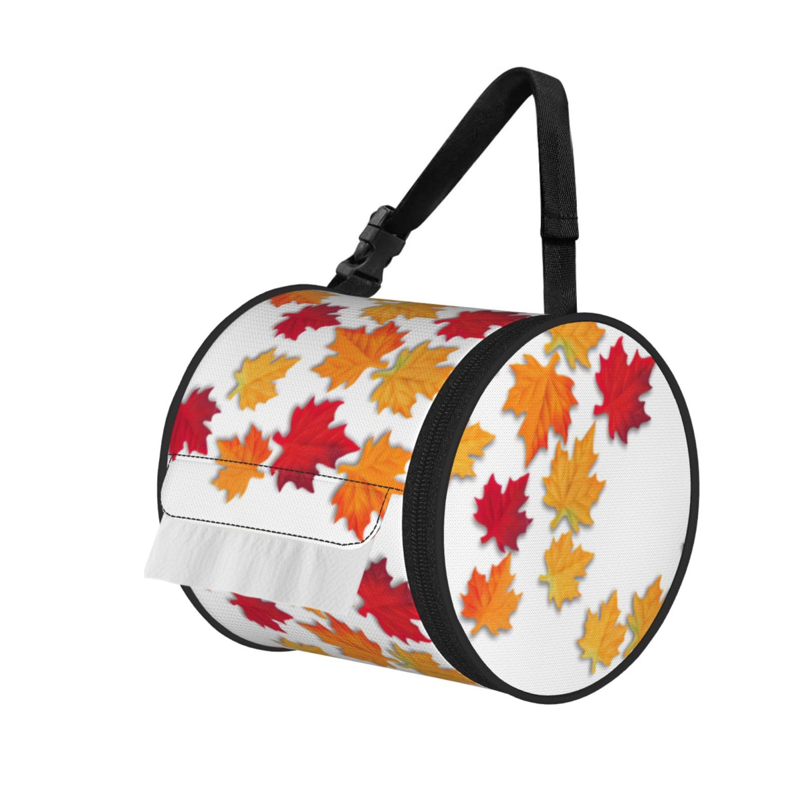 Autumn leaves Printed Roll Paper Carrier Bag, Foldable Oxford Cloth Tissue Case for Camping Hiking Backpack
