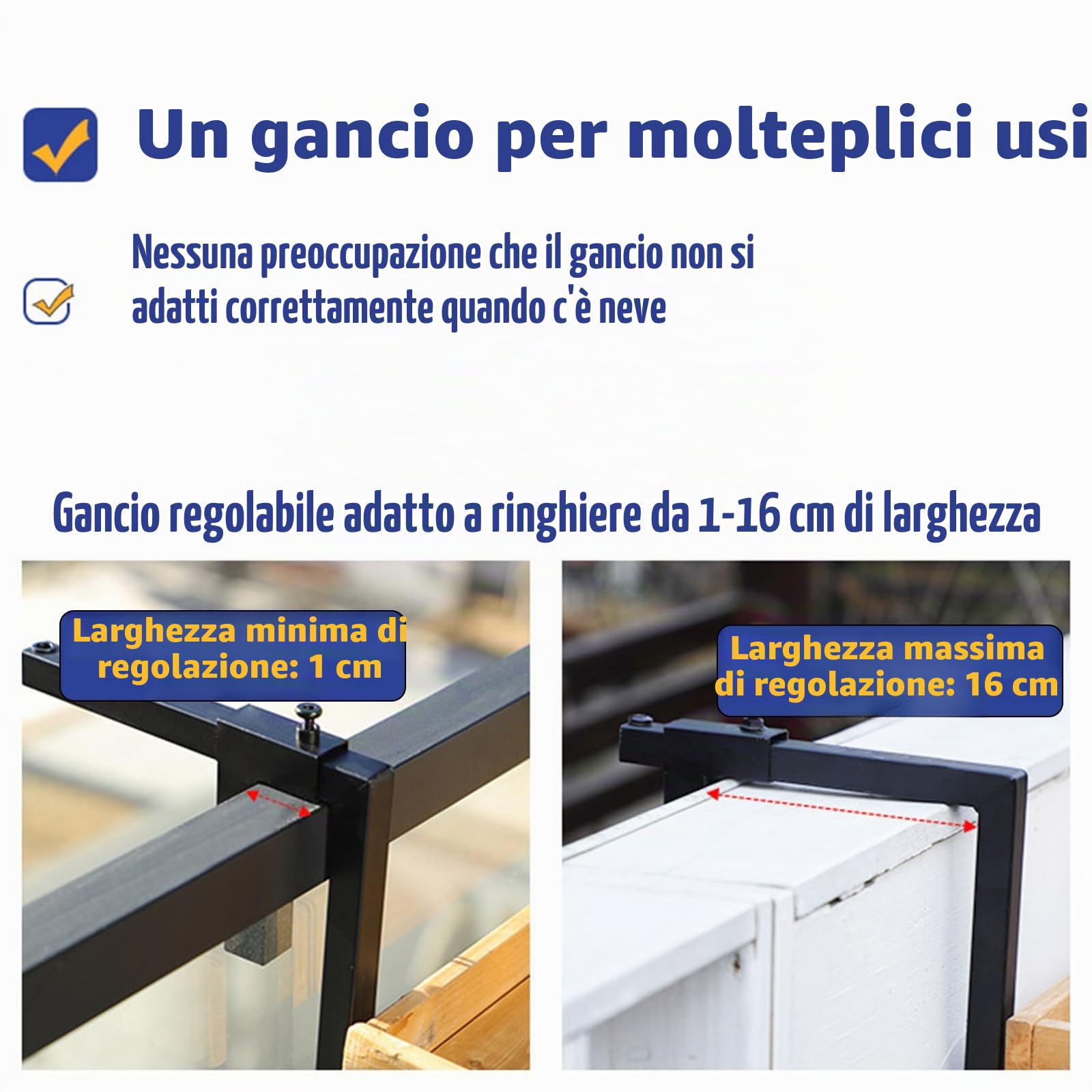 Tavolo Tavolino da Ringhiera,Tavolino da Appendere al Balcone,Tavolo con Ringhiera in Legno Regolabile,Struttura di Rinforzo,per Pranzo,Lavoro E Time Libero