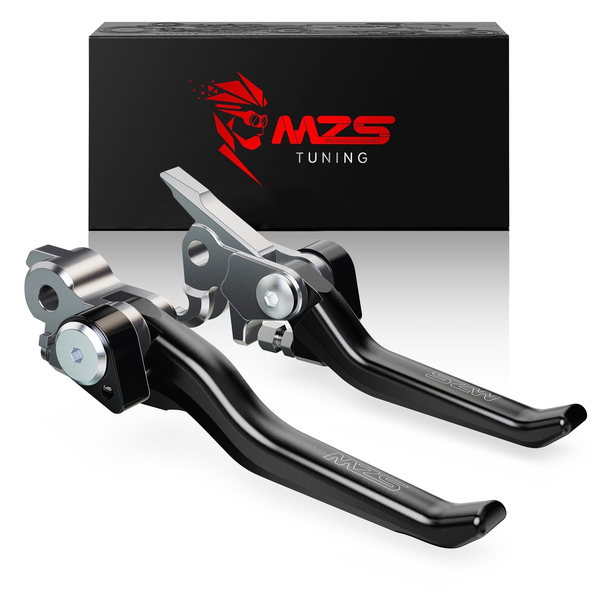 MZS Dirt Bike Pivot Clutch Brake Levers for SX EXC XC XCW SXF XCF 2009-2013 | fits 125 150 SX EXC XC 09-13, 200 XCW 09-13, 450 SXF 09-12, 200XC 450XCF 505XCF 09, Black Adjustable Foldable Short Lever Set