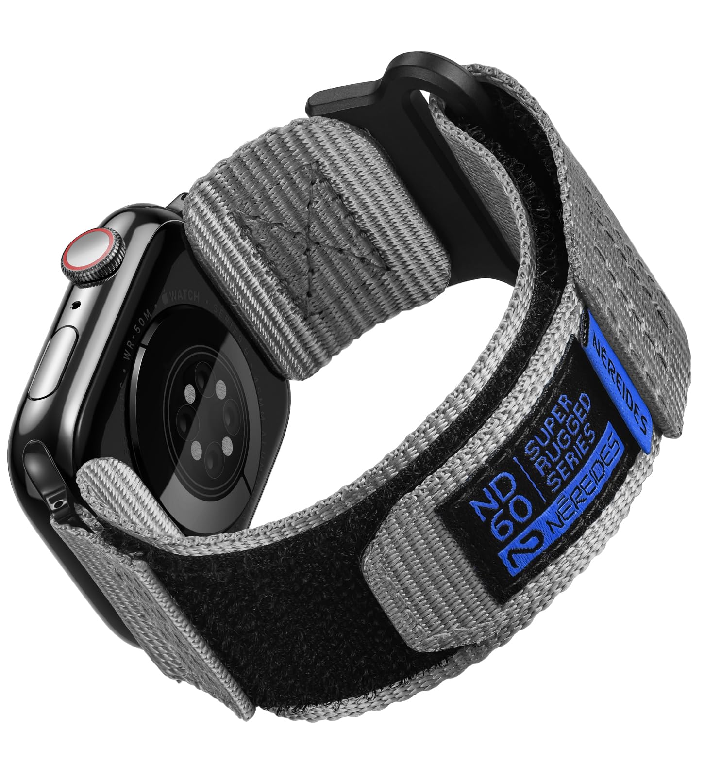 Photo 1 of Nereides Compatible with Apple Watch Series 11 Band Series 10/9/8/7/6/5/4/SE/SE2/SE3/Ultra 3/2/1, Nylon Sports Strap with Woven Design for 49mm/46mm/45mm/44mm (L, Grey)