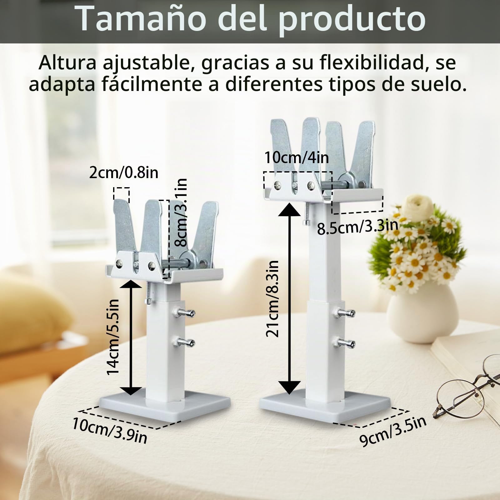 Juego de 2 Soporte Radiador, Kit de Patas de Radiador de Montaje en Suelo, 14-21 cm Ajustables Soportes de Radiador de Acero, Soporte Radiador con Doble Estabilidad para Radiadores de Panel