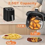 OSTBA 2.5QT Air Fryer pour 1–2 personnes, petite Air Fryer avec 6 Options de menu, Temp manuelle double bouton & Heureur, 3D Rapide Air Circulation, antiadhésive & Lave-vaisselle panier sûr, sans huile cuisine saine