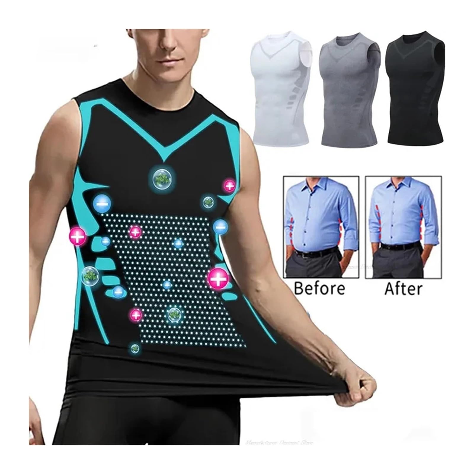 Tops Moldeadores Para Hombre Chaleco moldeador for hombre, chaleco adelgazante, moldeador de cuerpo, camisetas de compresión, camiseta sin mangas, Control de barriga, camisas de Fitness de secado rápi