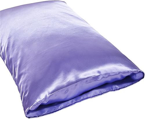 Miniatura 5 de Juego de funda de edredón de calidad hotelera, color lilalavanda, tamaño queenmatrimonial, ropa de cama de satén similar a la seda con lazos