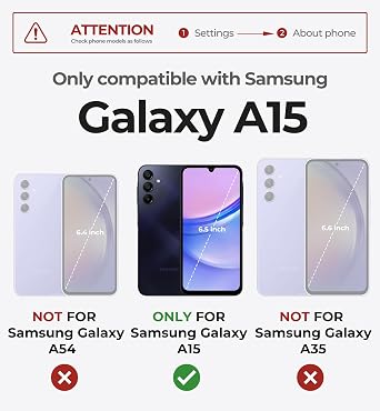 Dexnor for Samsung Galaxy A15-5G Phone Case, [2 Front Frame] [Bulit-in Slide Camera Cover & Kickstand] Heavy Duty Military Grade Protection Shockproof Case with Screen Protector, 6.5 inch Black