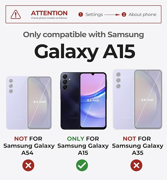 Dexnor for Samsung Galaxy A15-5G Phone Case, [2 Front Frame] [Bulit-in Slide Camera Cover & Kickstand] Heavy Duty Military Grade Protection Shockproof Case with Screen Protector, 6.5 inch Black