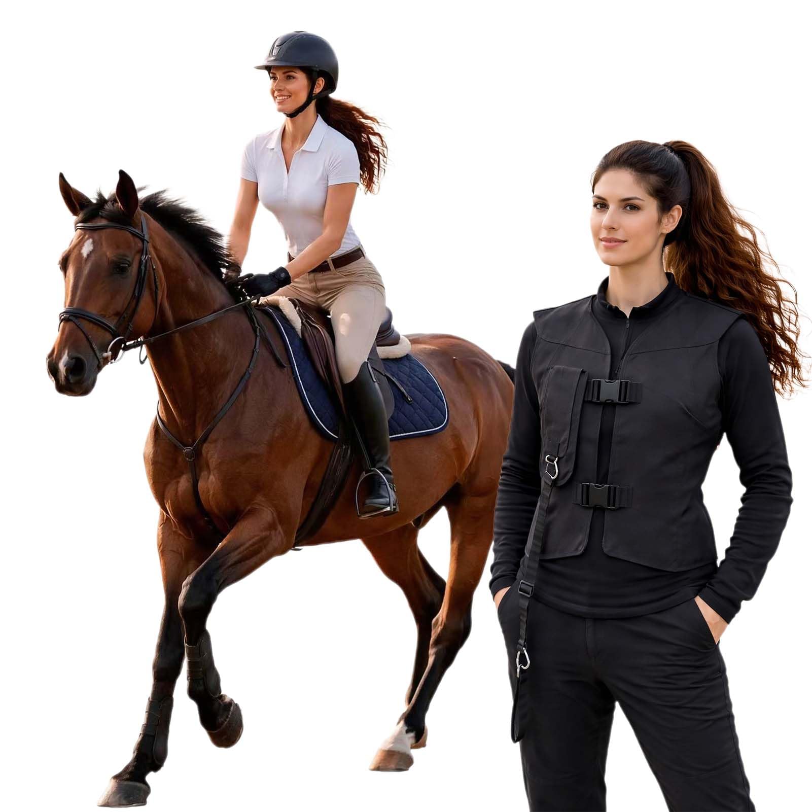 Chaleco Airbag Ecuestre Mujer, Protector de Seguridad Reflectante y Transpirable, Anti-Caídas para Equitación y Moto Caballos