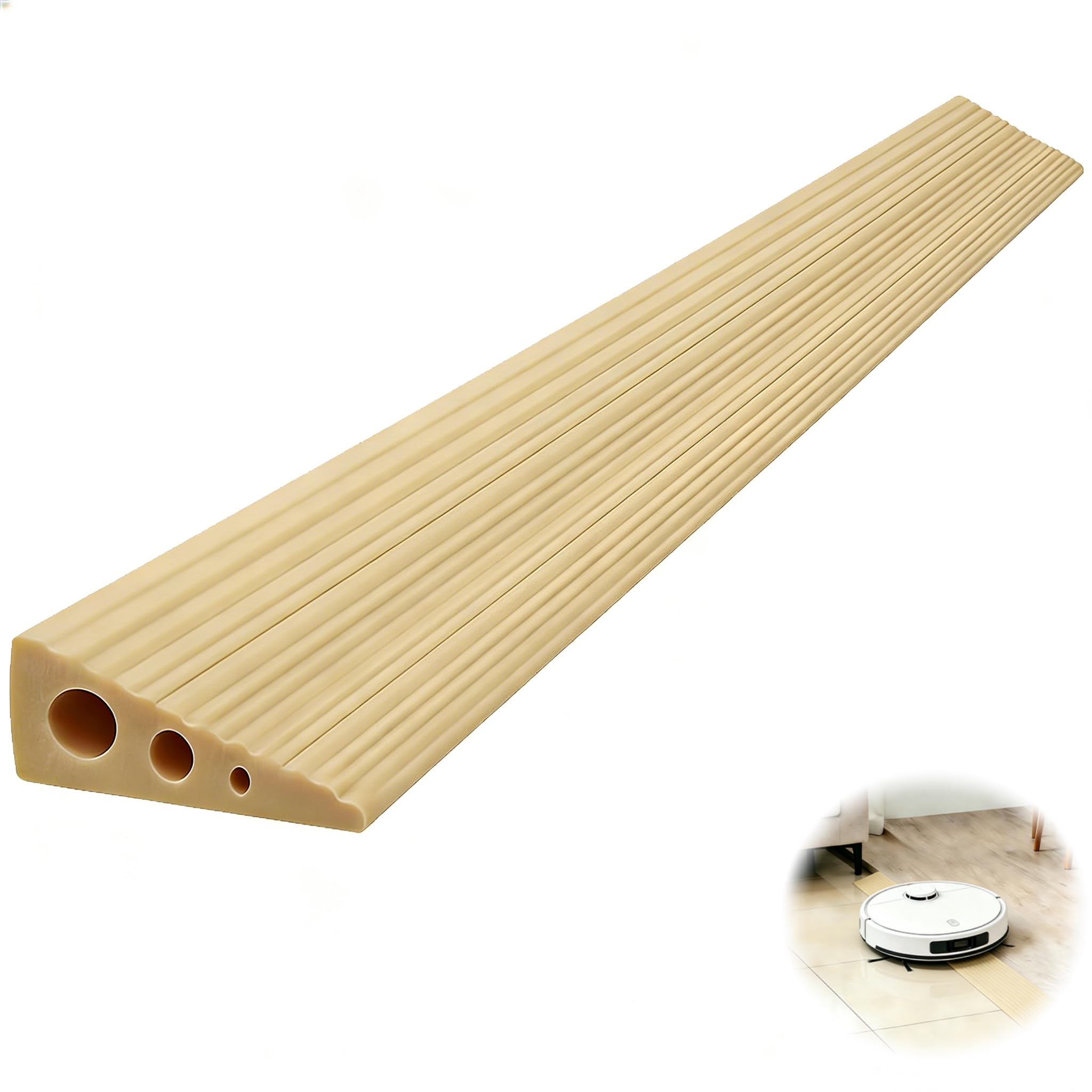 CUTIS Türschwellenrampe, 90x7x3 cm, Rampe Saugroboter, Rampe Türschwellefür, Geeignet für Saugroboter, Kinderwagen, Rollatoren und E-Scooter, Schwellenrampe (Blassgelb)