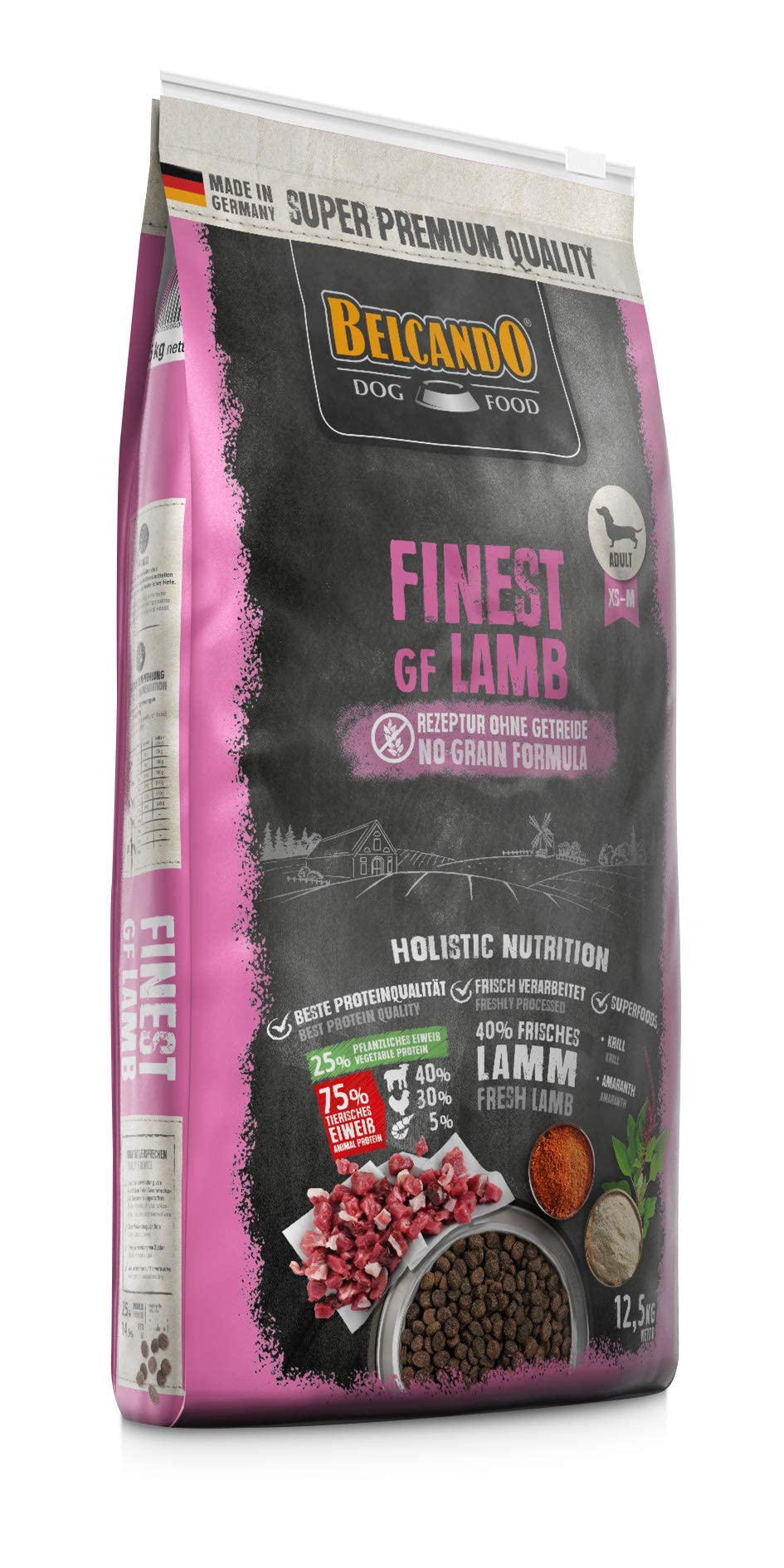 Belcando Finest GF Lamb [12,5 kg] karma dla psów bez zbóż, sucha karma dla małych i średnich psów, pełnoporcjowa dla psów od 1 roku życia