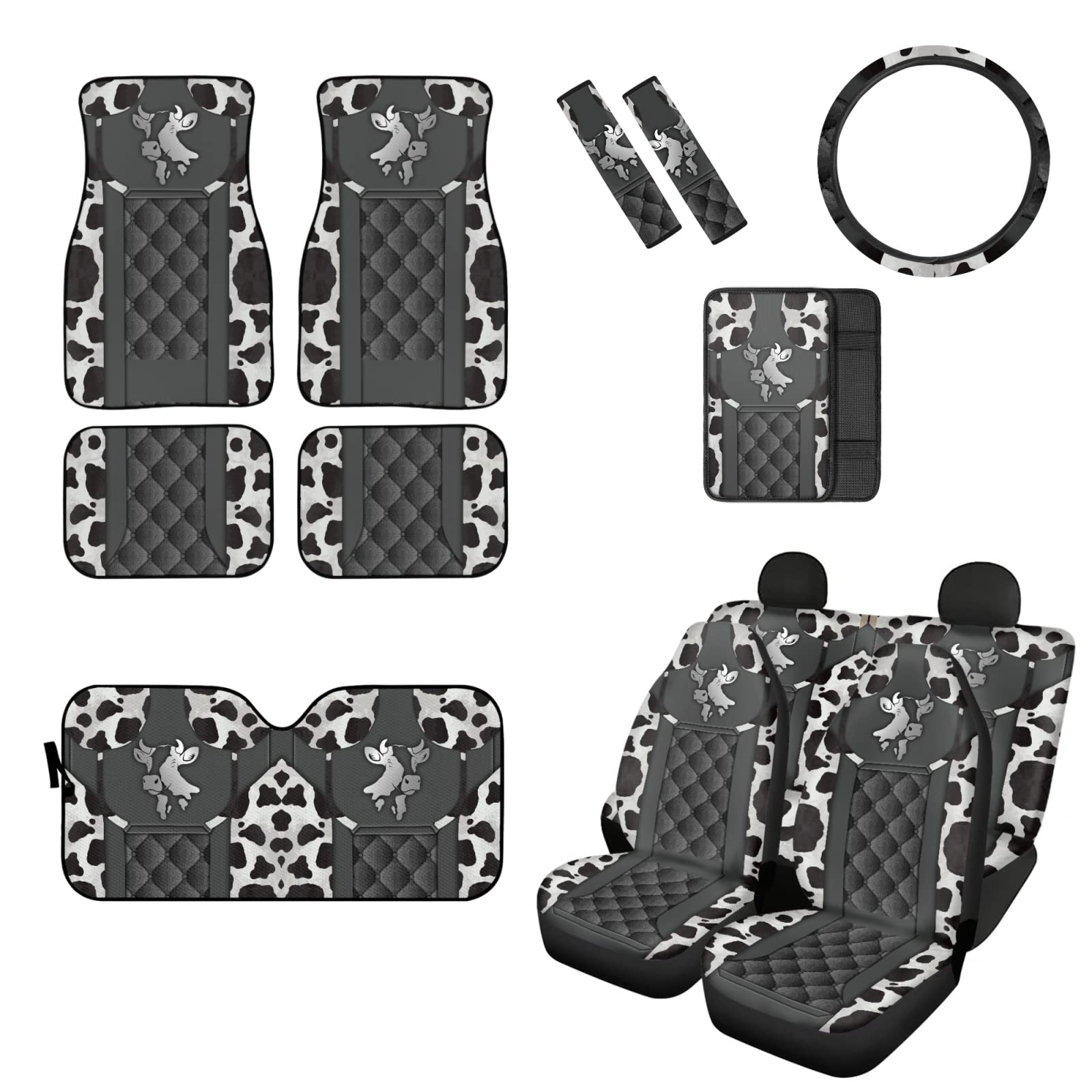 BDK Rose Flower Seat Covers For Car SUV Truck - Sideless Seat Style Compatible With Armrest And Airbag - Universal Fit 2 Sets