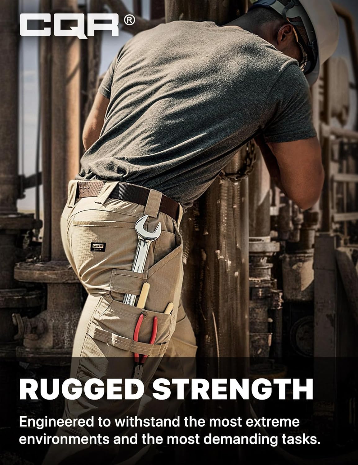 CQR Men's Quick Dry Work Pants, Water Resistant Outdoor Tactical Pants, Lightweight Stretch Cargo Hiking Pants - Image 4