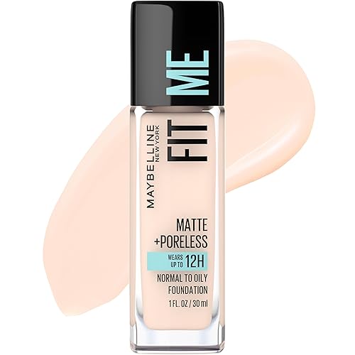 MAYBELLINE Fit Me - Base de maquillaje líquida, mate y antiporos, cobertura completa, mezclable, para piel normal a grasa, 1onza líquida, tono 112