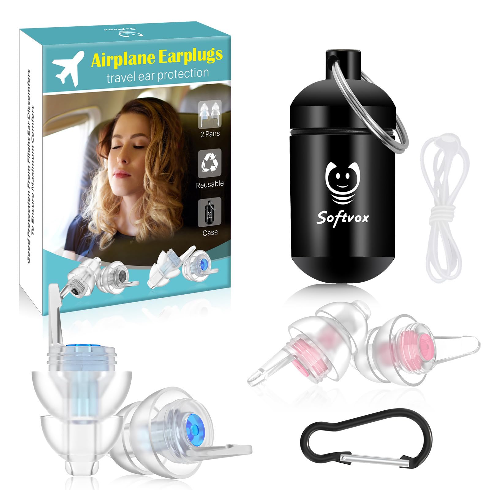 Airplane Ear Plugs Pressure Relief Prevent Ear Pain Earplugs 2 Pair