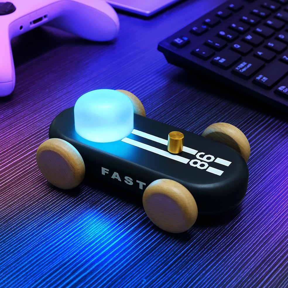 Luce notturna in legno per bambini, 7 colori, ricaricabile tramite USB, colore: nero