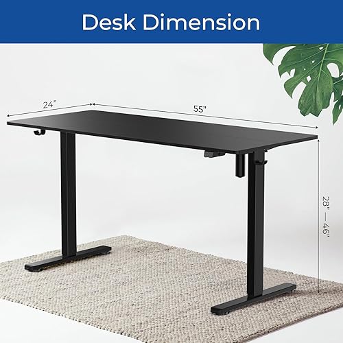 Miniatura 2 de Our Modern Space Escritorio eléctrico de pie de 55 pulgadas de altura ajustable  Estación de trabajo de pie rectangular grande para oficina en casa