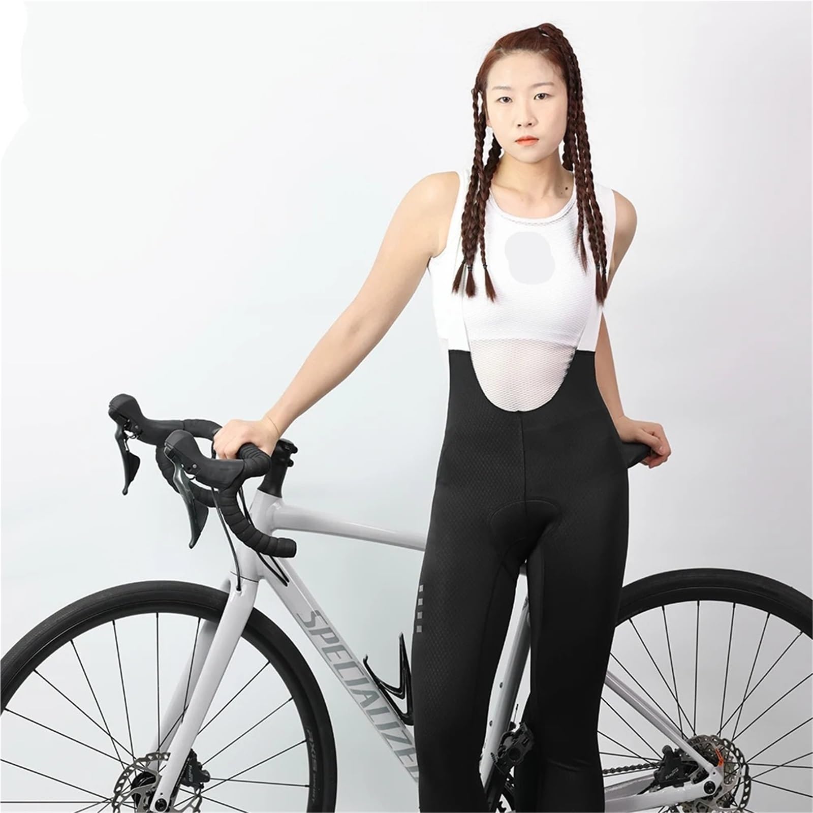 Collants De Cyclisme Femmes Cyclisme Cuissard Collants VTT Combinaison Femme Bretelles Bavoirs Route vélo vêtements Pro été(Black Pants,XS)