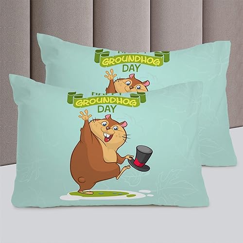 Miniatura 5 de Juego de ropa de cama de 4 piezas California King Happy Groundhog Day funda de edredón para niños y niñas y niños, funda de edredón Spring Marmot
