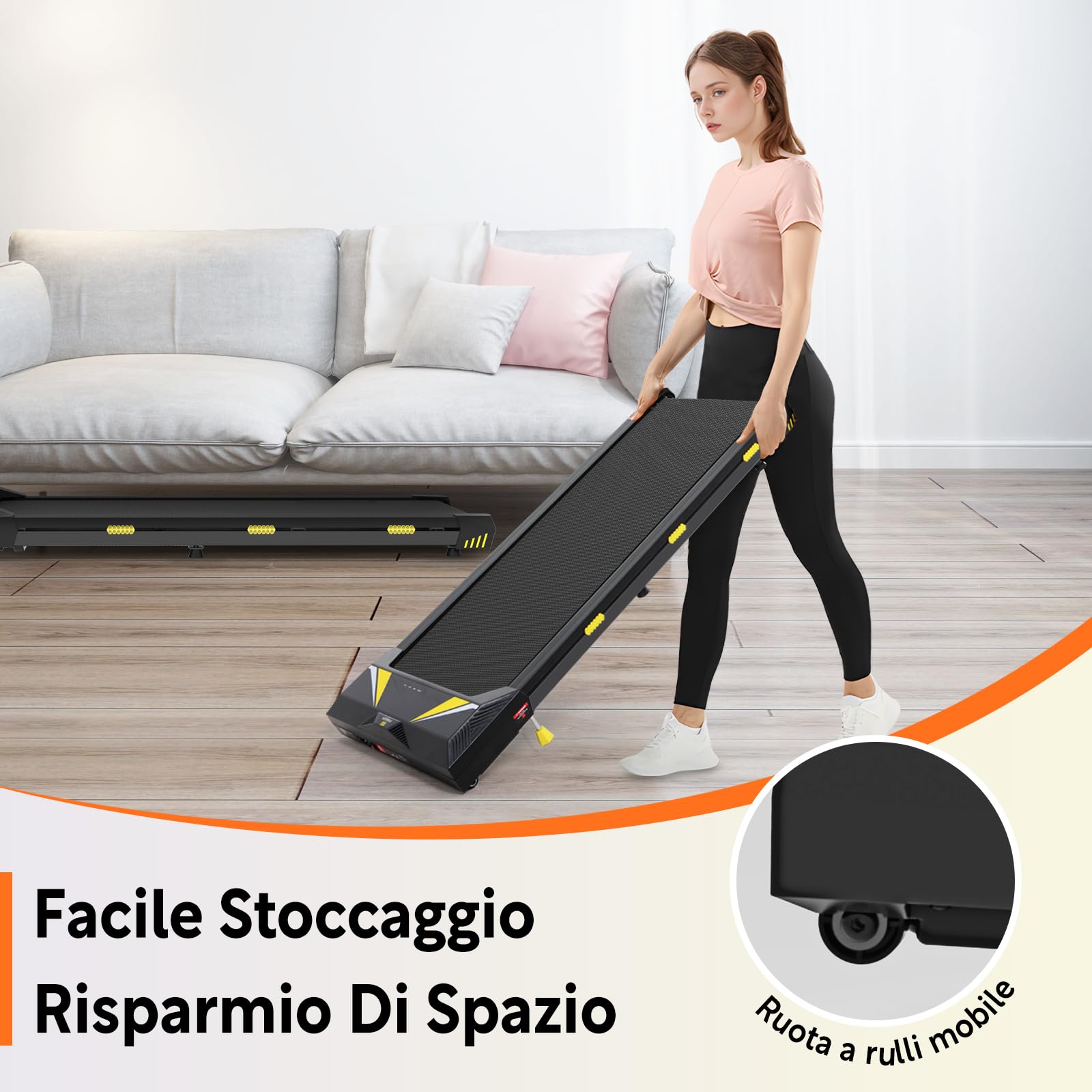 4 in 1 Tapis Roulant Walking Pad 1-6km/h Tapis Roulant Compatto per casa e ufficio con Display LED e Telecomando