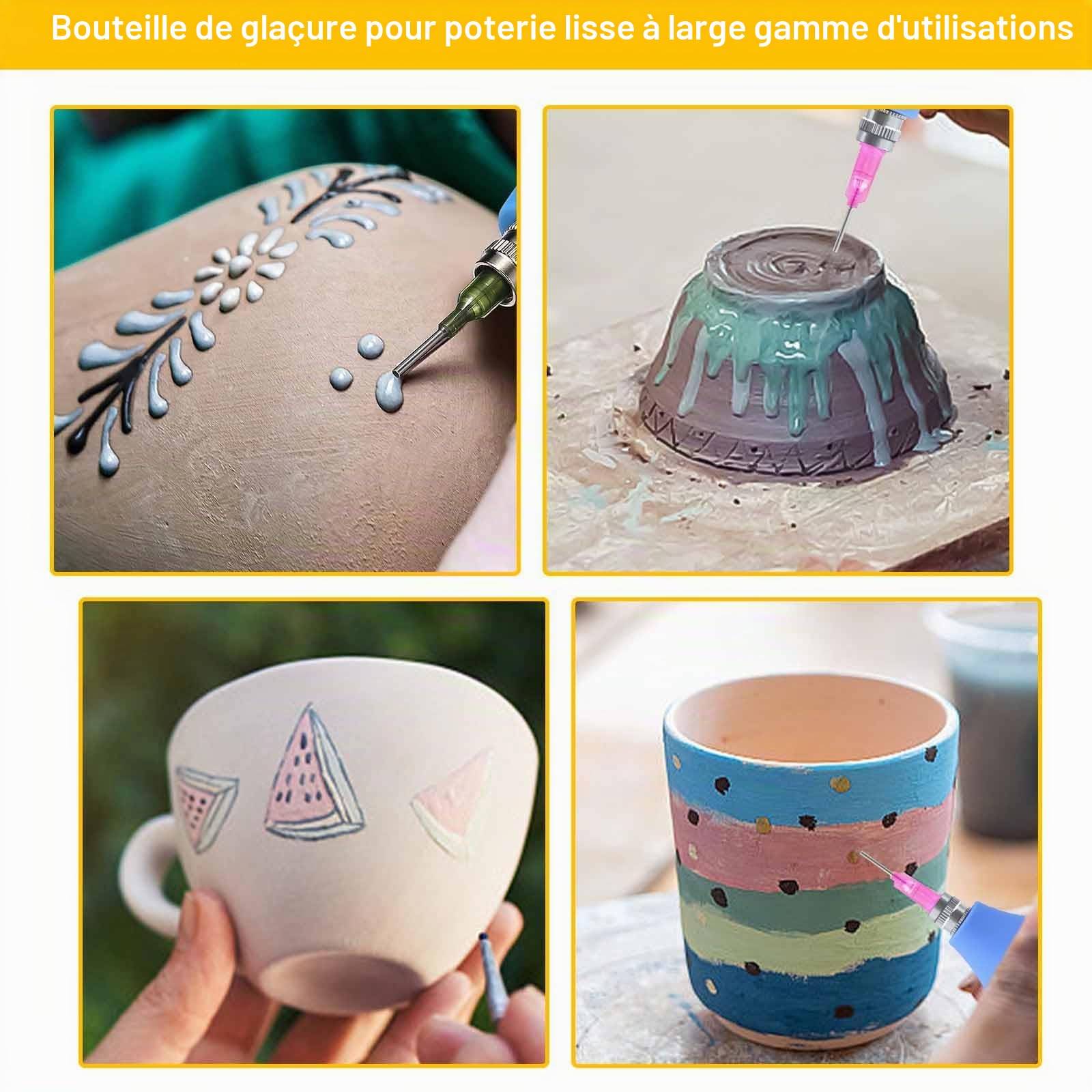 4 Sets d'outils en Céramique, Bouteilles d'applicateurs, Bouteilles d'aiguilles de Précision Polyvalentes DIY, pour le Quilling de Papier DIY Craft Tattoo Jam Peinture, Peinture œuvres d'art Hobbies