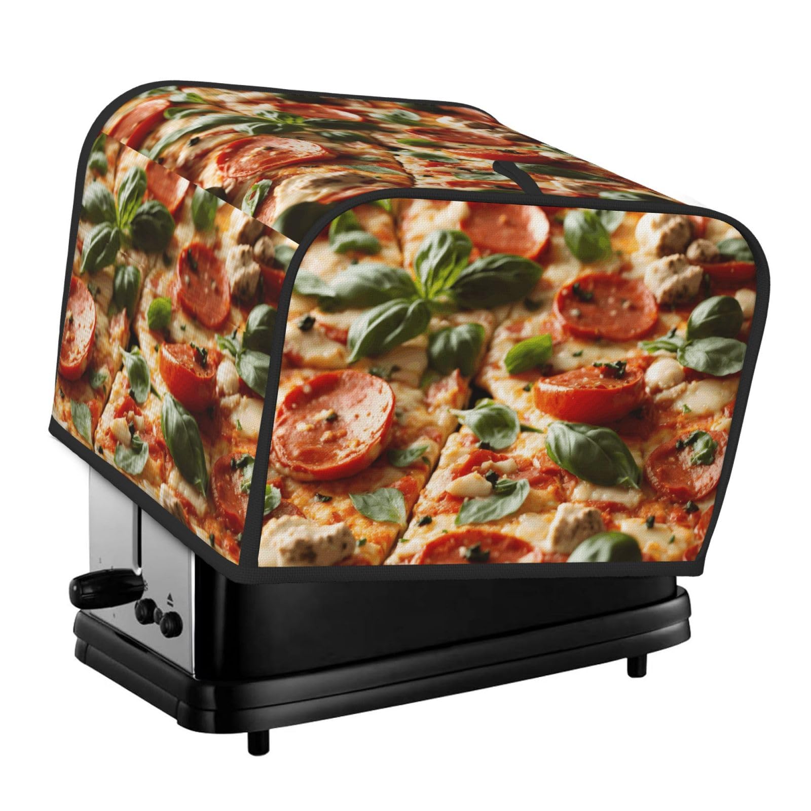 3d Pizza Pepperoni Print 4-Slice Toaster Cover Dustproof Waterproof Kitchen Appliance Protector For Bread