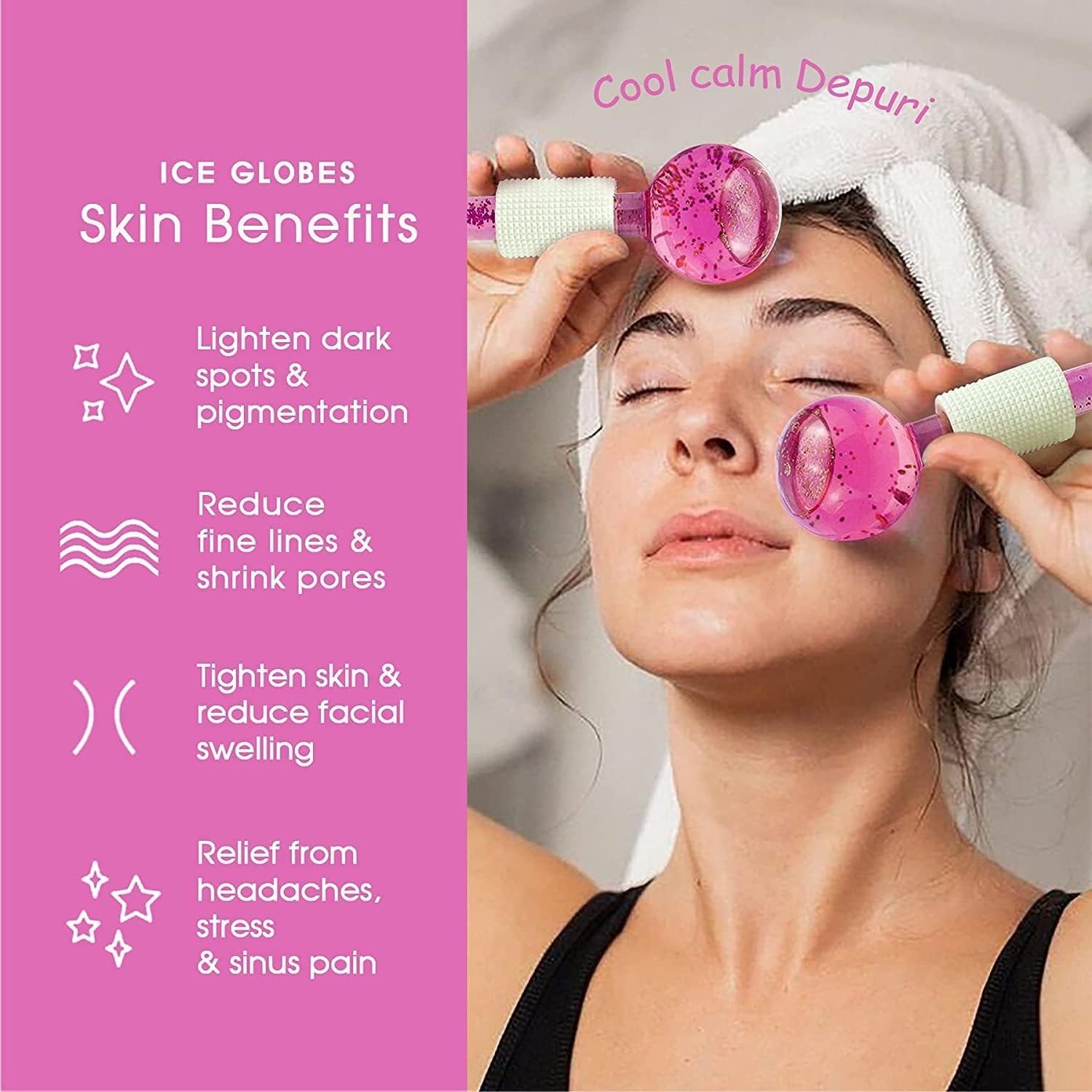 C2SK Beauty Crystal Ball Ice Face Roller, Facial Ice Globe Cool Roller Ball, Ice Roller Massager, Ice Ball, Beauty Crystal Ice Ball, Facial Massage Ice Ball Face Massage (Multicolor) 4