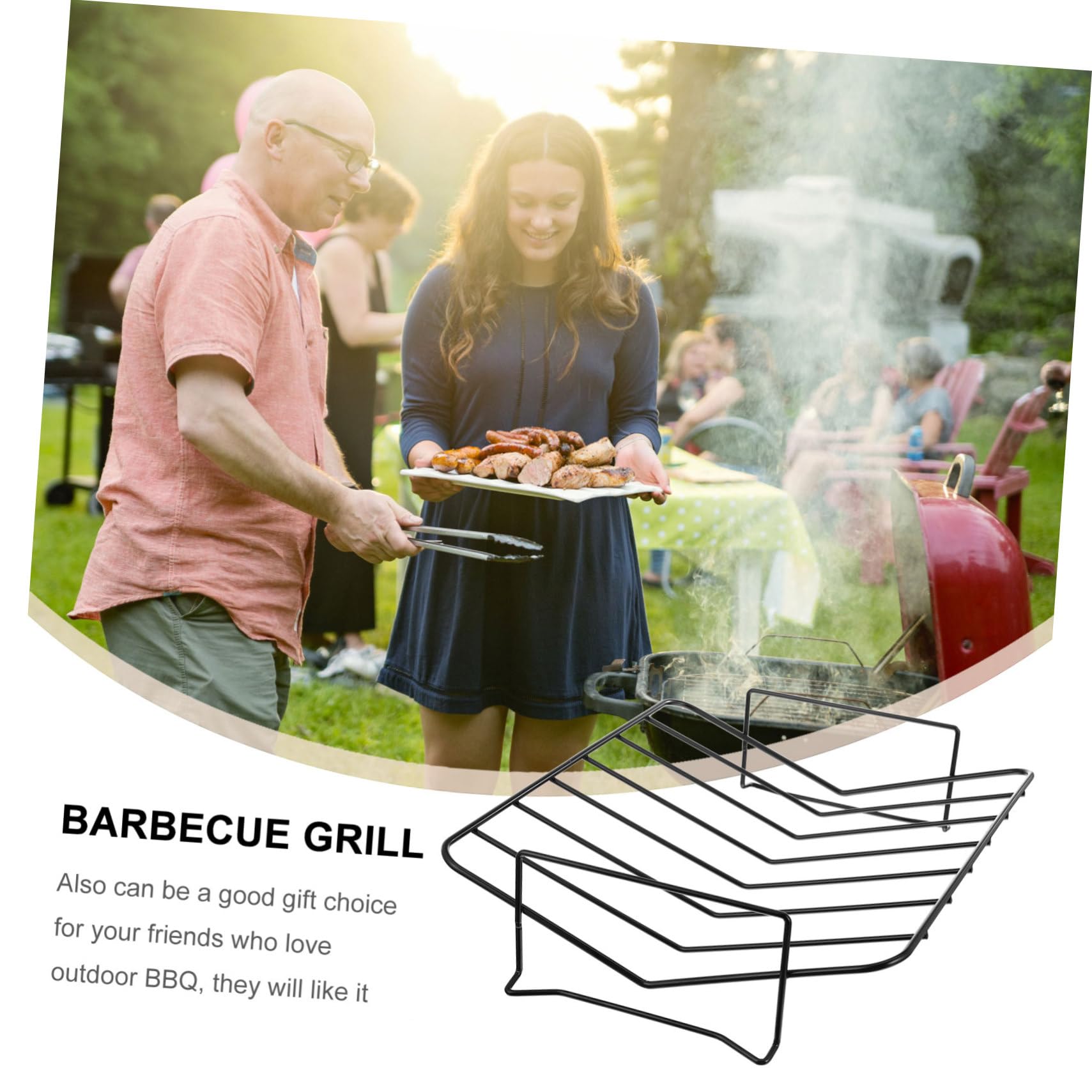 Yardwe 1pezzi Barbecue da Esterno Supporto per Grill Pratico Realizzato in Acciaio al Carbonio Resistente e Sicuro per Uso Prolungato