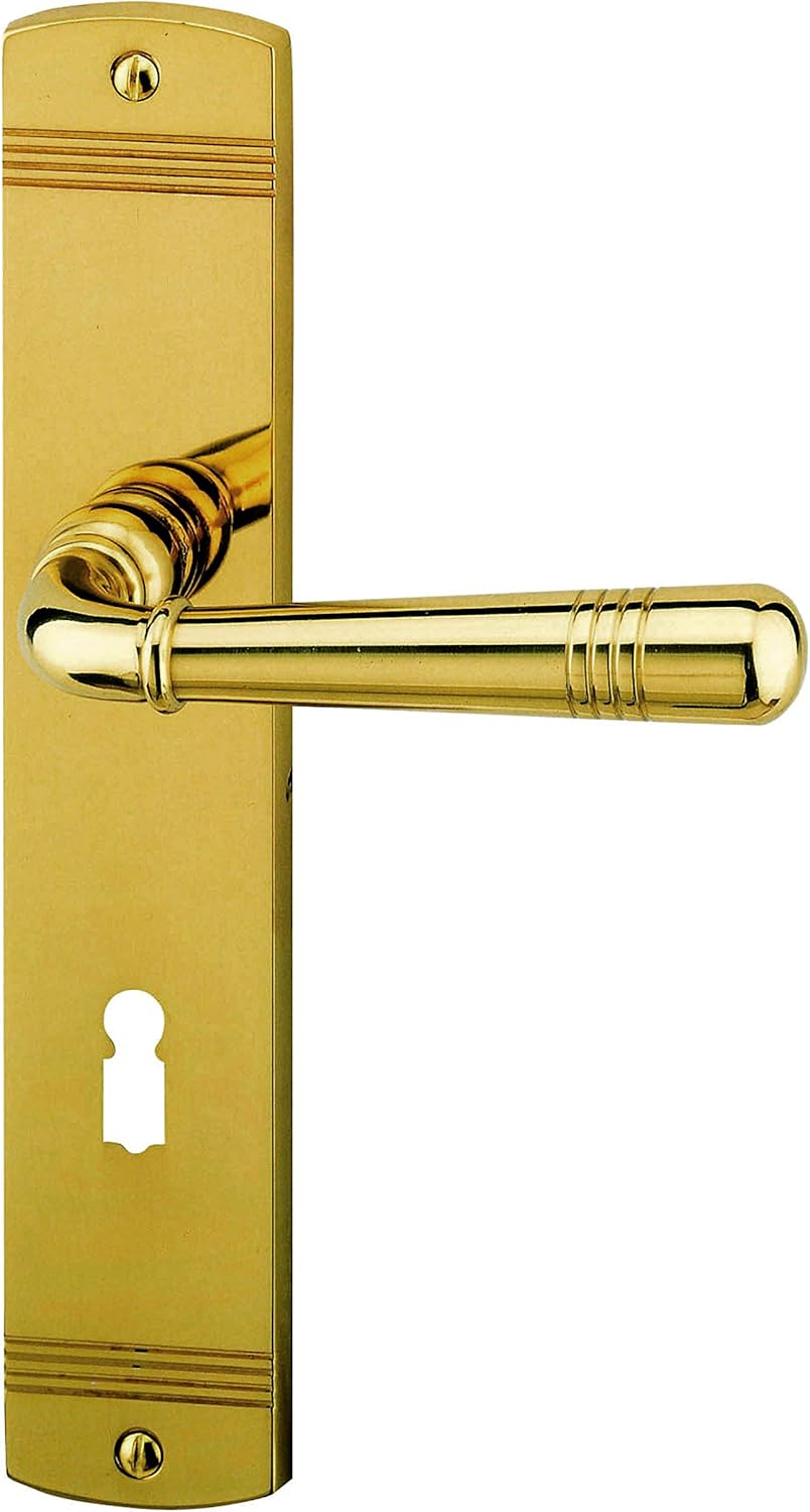 Alpertec 32760083 Lori-LS messing gepolijst voor badkamerdeuren WC krukgarnituur deurkruk deurbeslag nieuw, voor badkamerdeuren