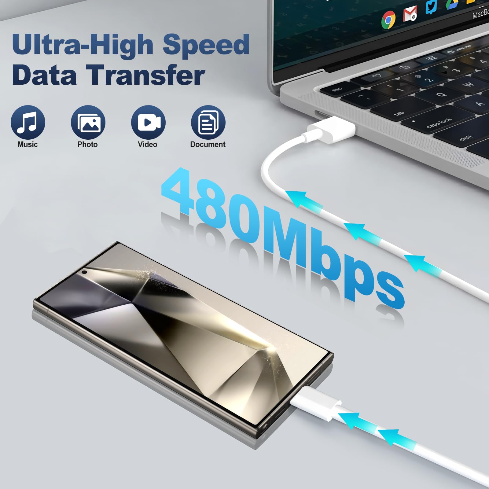 Caricabatterie USB C per Samsung, 25 W di tipo C, blocco di ricarica rapida, confezione da 3 caricabatterie per telefoni Android, 3 m, extra lungo, cavo di ricarica rapida per Galaxy S25 Ultra/S25+