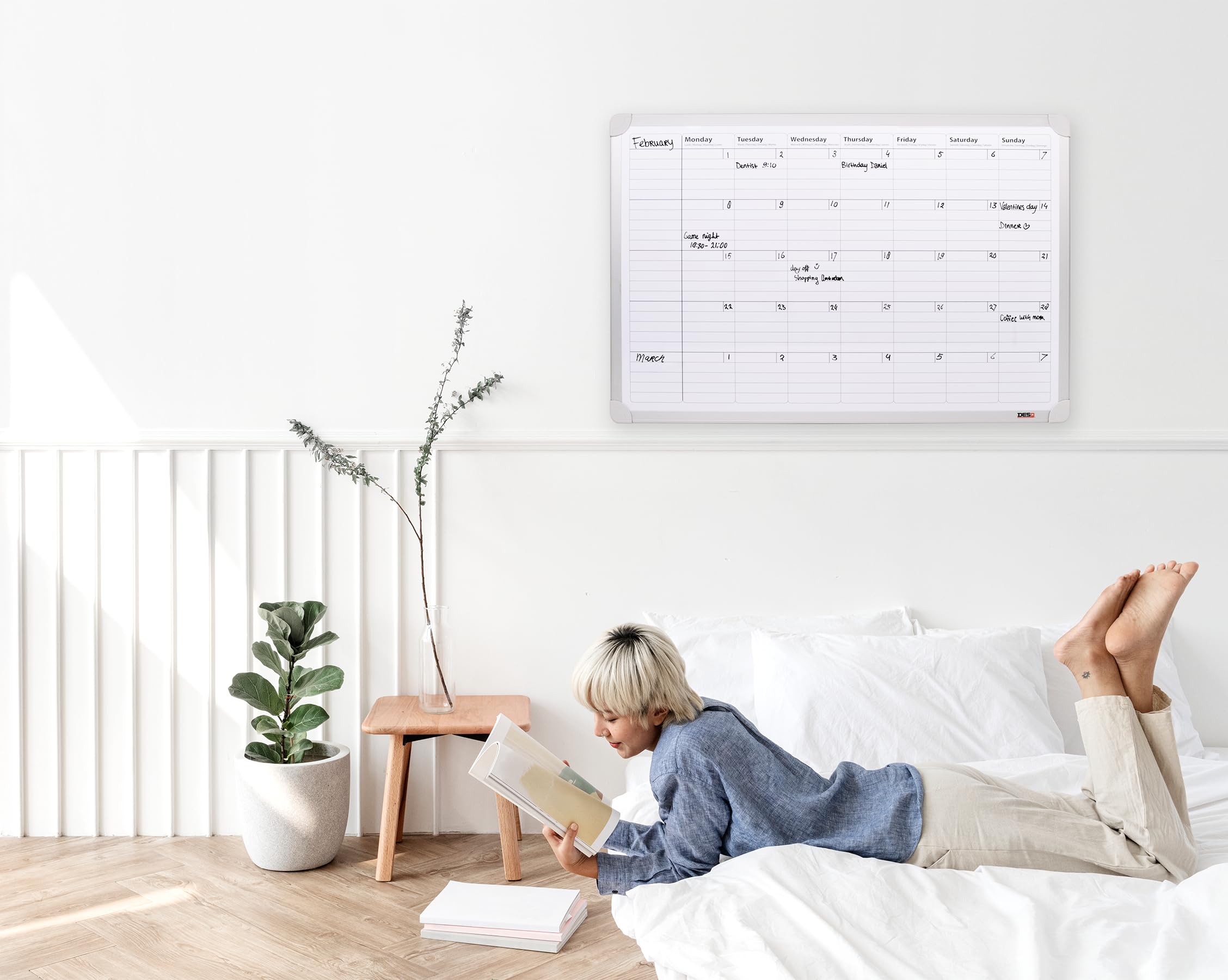 DESQ Planning mensuel - Magnétique, 60 x 90 cm, Cadre en aluminium, Business Classy Design, Français